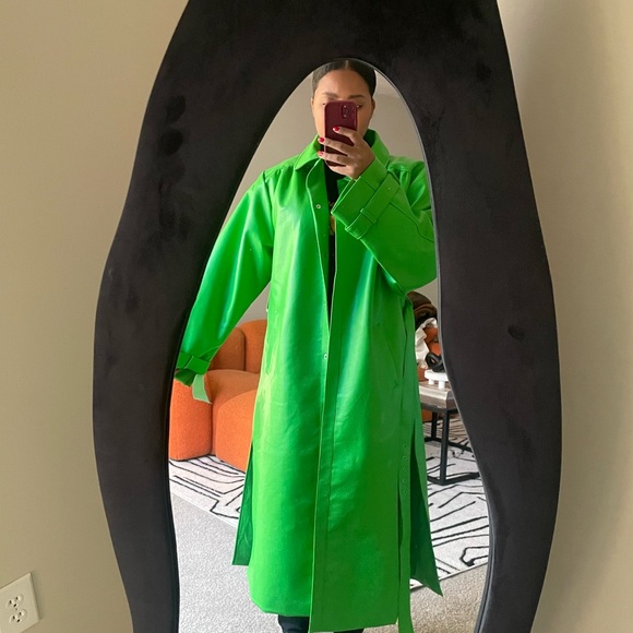 NA-KD Candy Apple Green Rain Coat - Picture 2 of 5